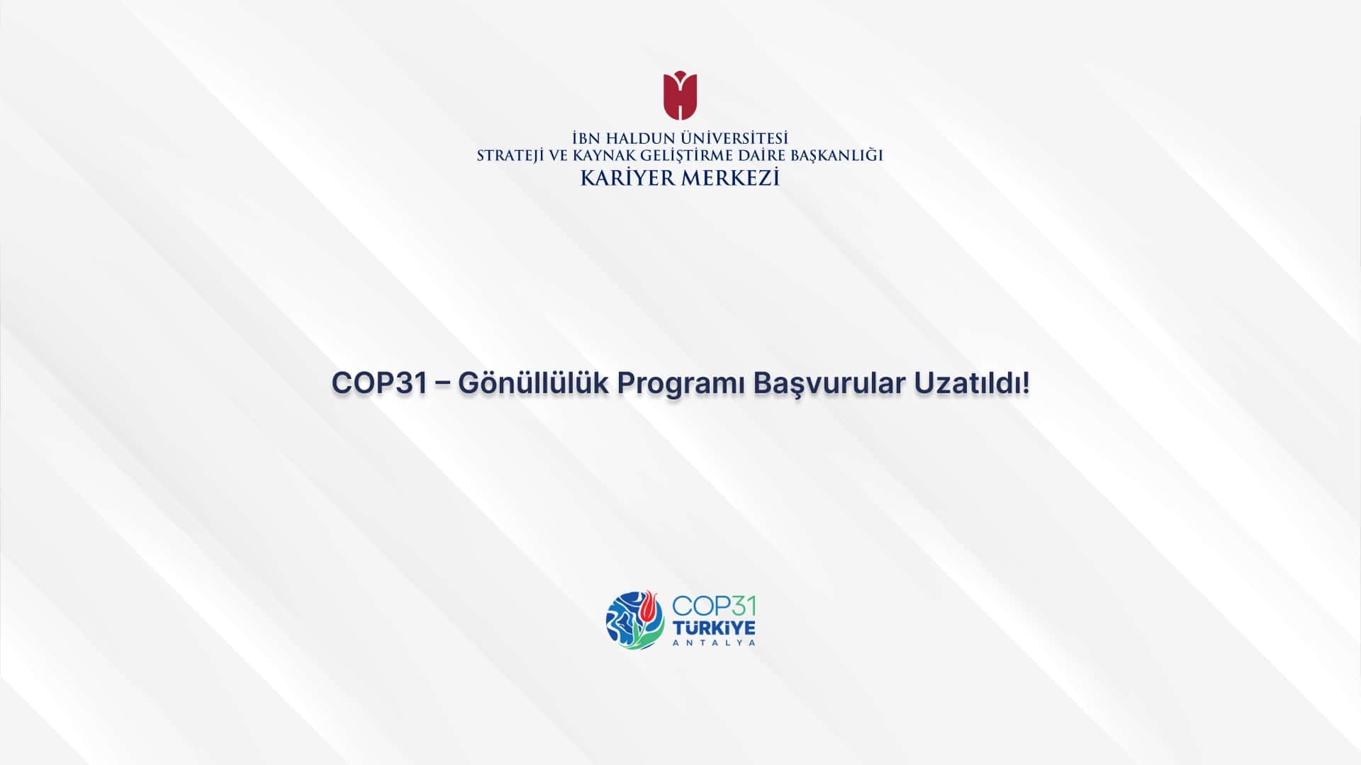 COP31 – Volunteer Program Applications Extended!