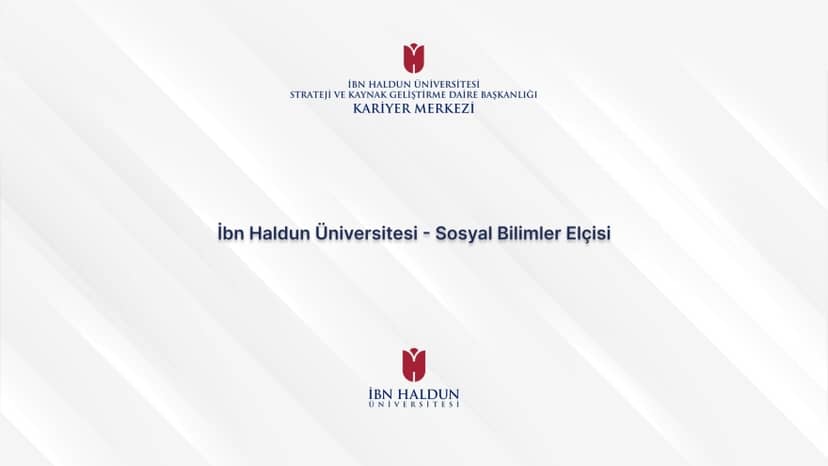 İbn Haldun Üniversitesi - Sosyal Bilimler Elçisi