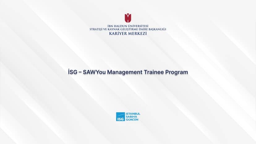 İSG – SAWYou Management Trainee Programı