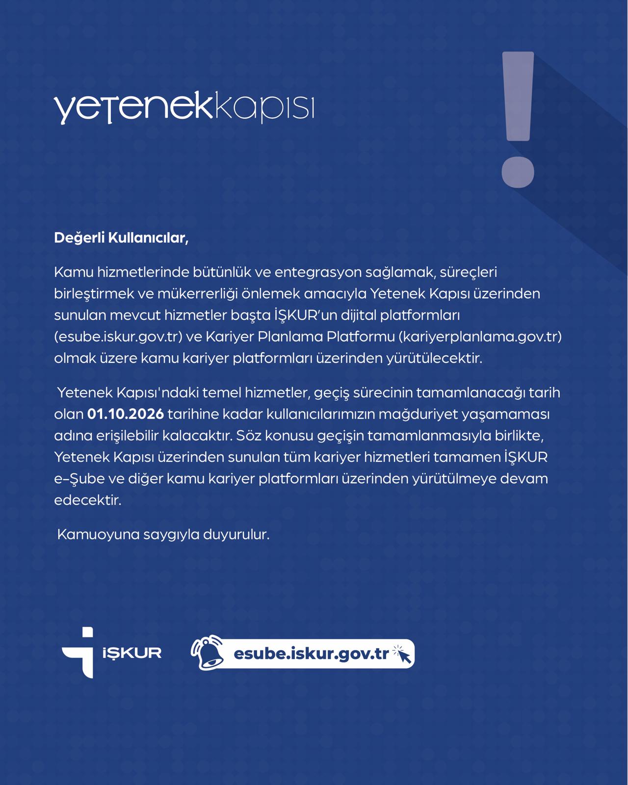 Yetenek Kapısı duyurusu